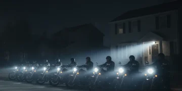biker out side of home