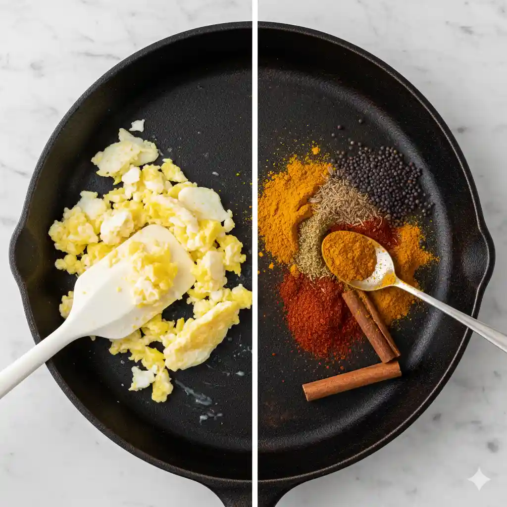 Close up of a clogged roof gutter overflowing with leaves and dirty water