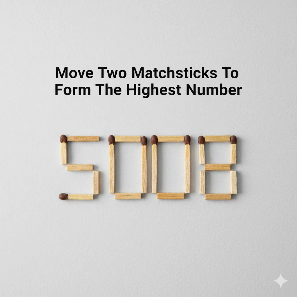 The number 5008 written out clearly using matchsticks.