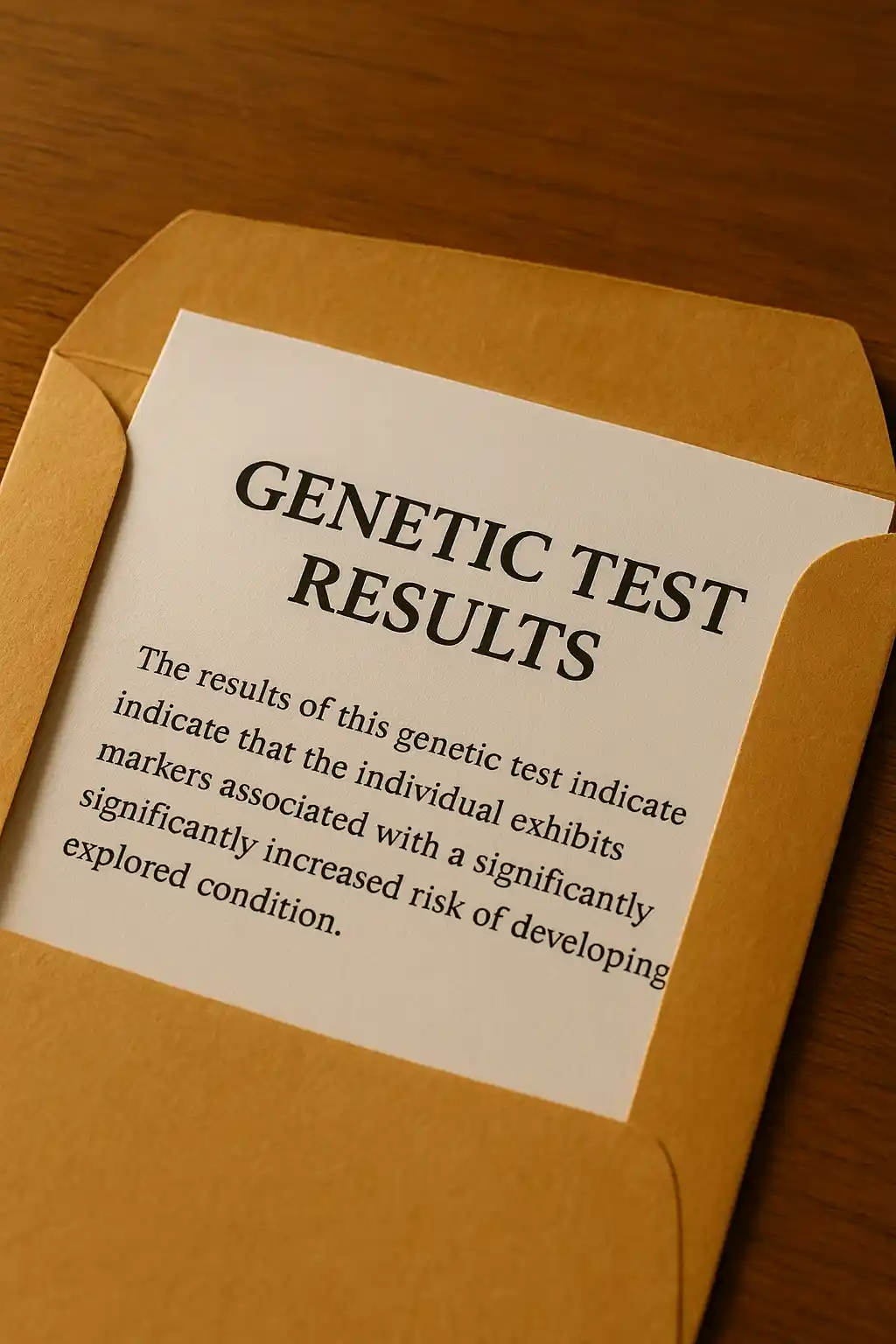 An open envelope with DNA test results, symbolizing clarity and truth.