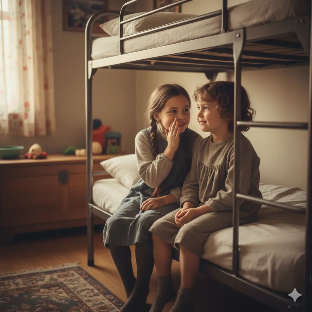 Two young girls in an orphanage