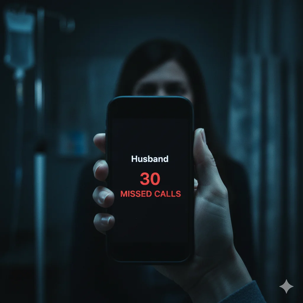 Close-up of a phone with many missed calls