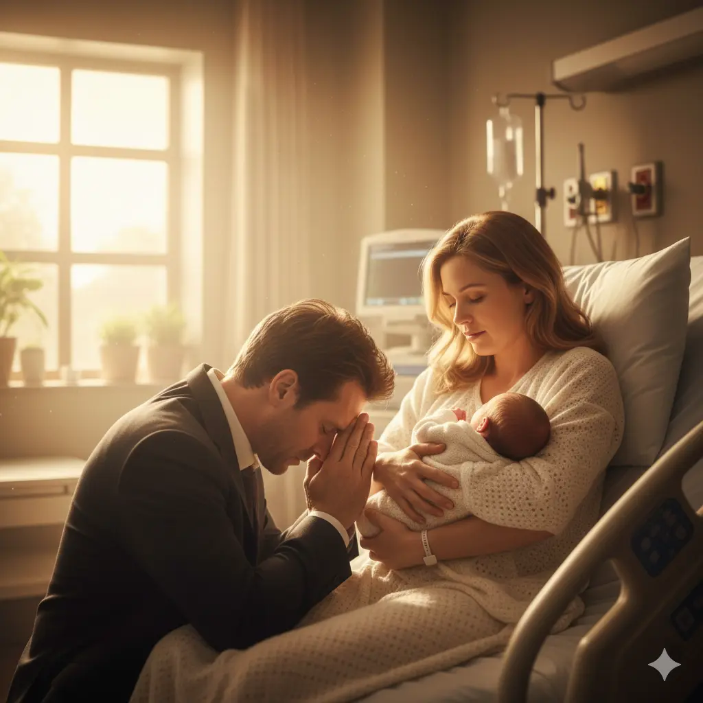 A mother holding her newborn daughter