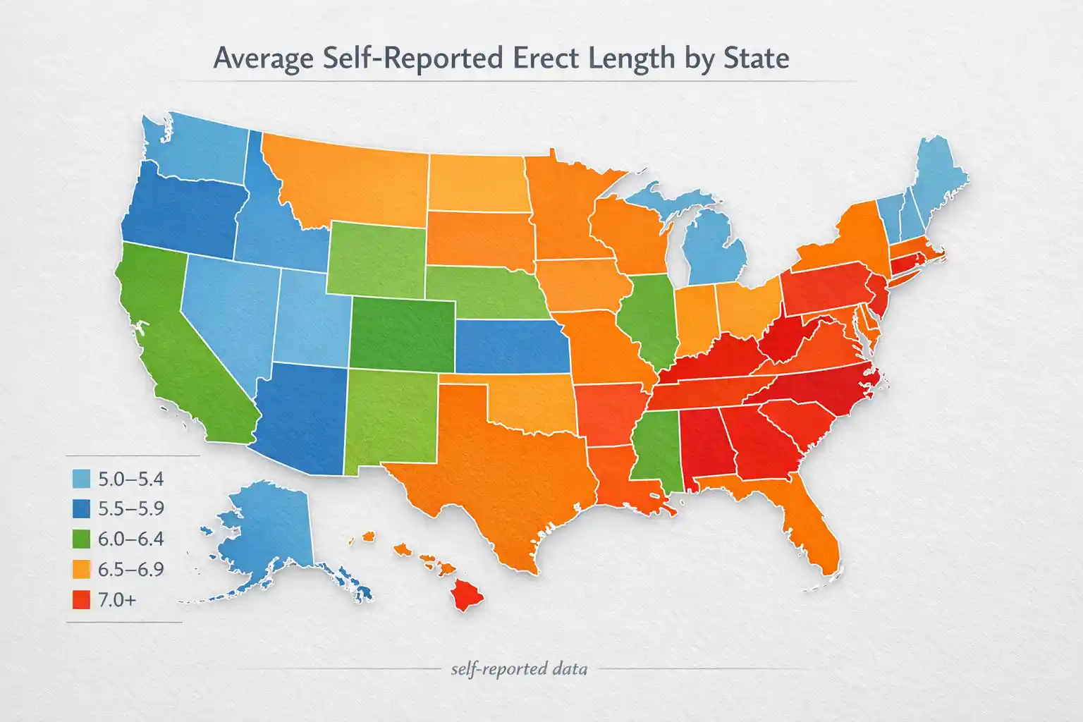 USA map showing self-reported exaggeration differences by state.