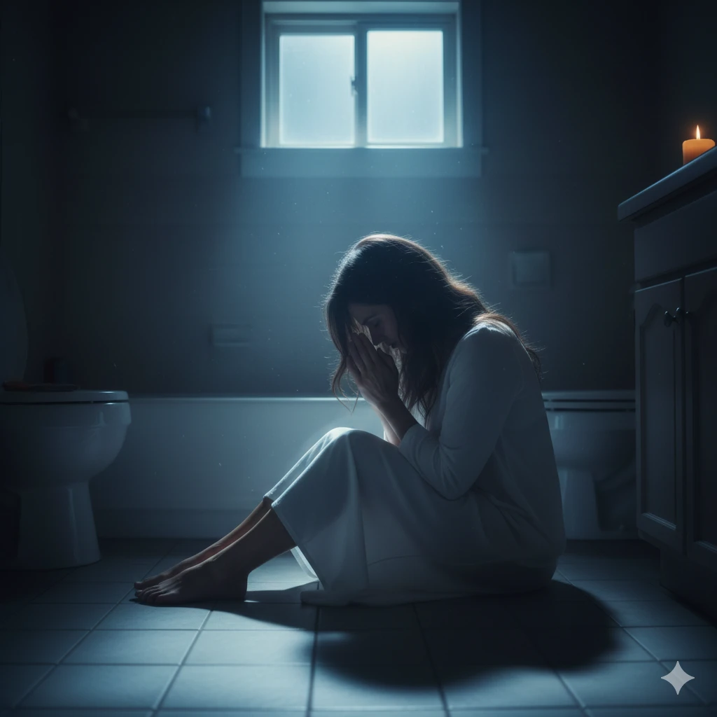 A woman praying in a moment of desperation