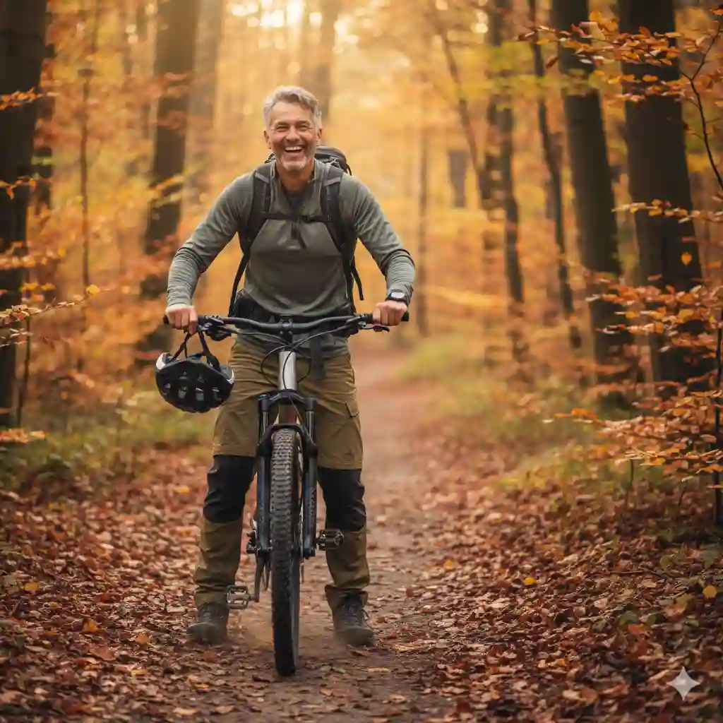 A mature man enjoying an outdoor activity