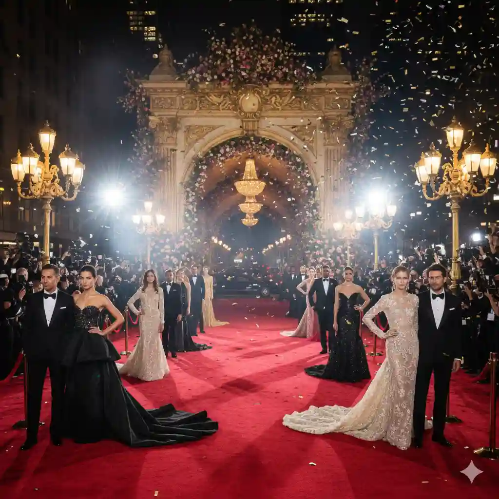 Glamorous red carpet at the Met Gala