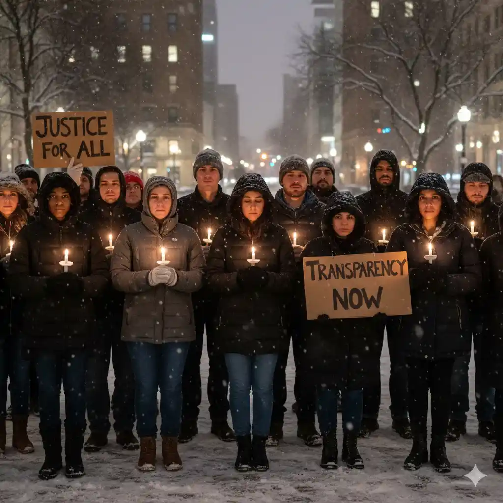 Community members gathering in Minneapolis for a peaceful demonstration