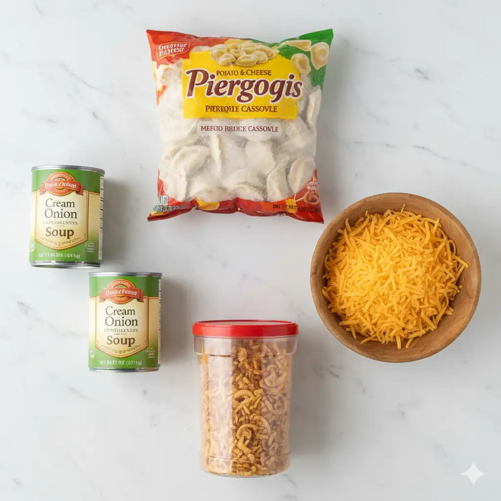Four ingredients for pierogi casserole