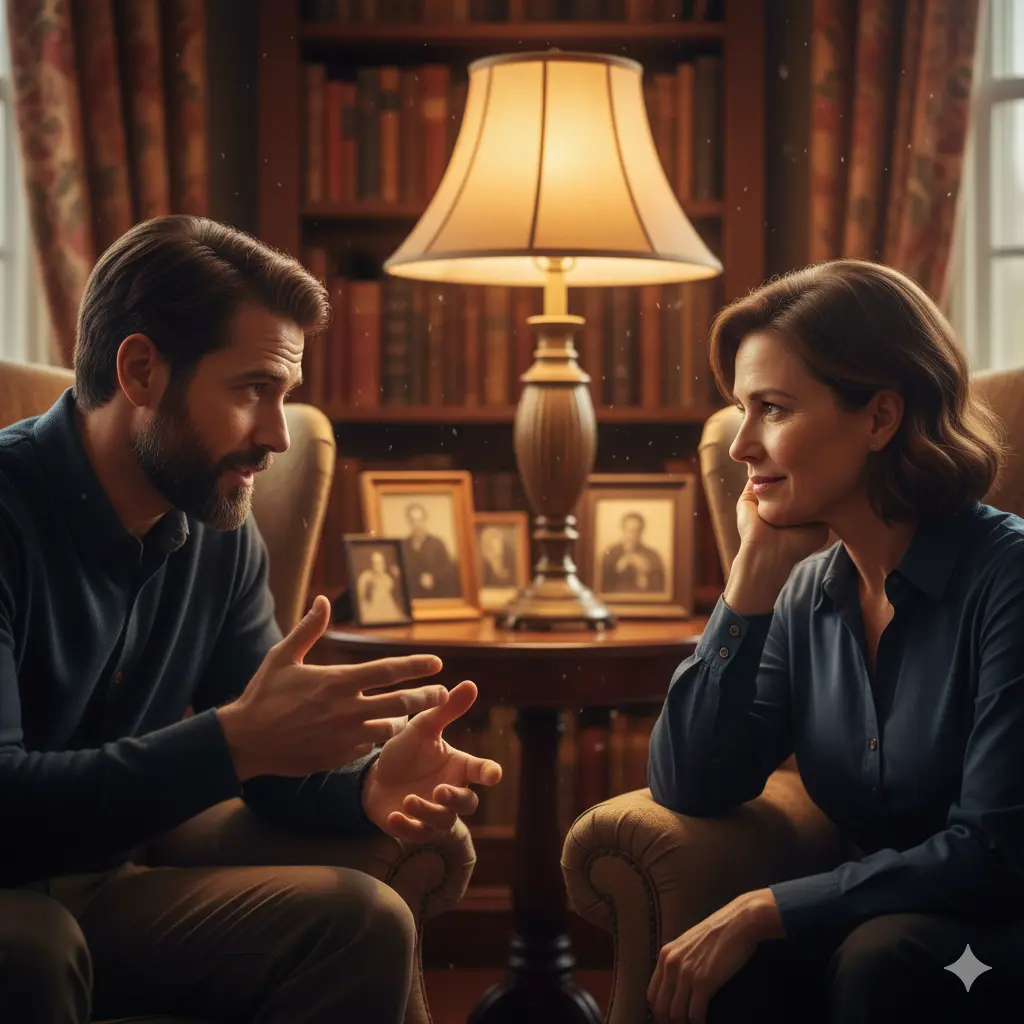 Investing in Real Connection Two people having a deep conversation over coffee