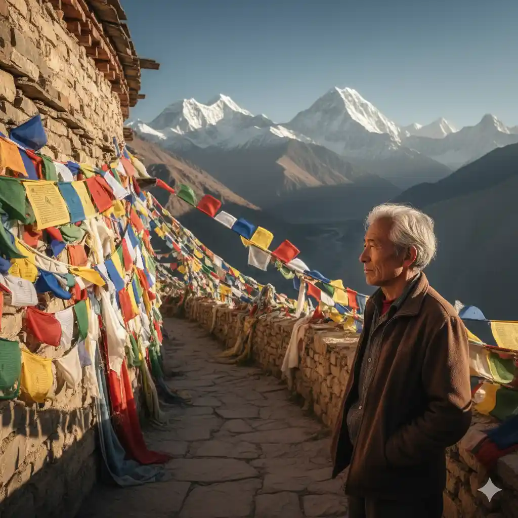 Alejandro standing in a Tibetan landscape