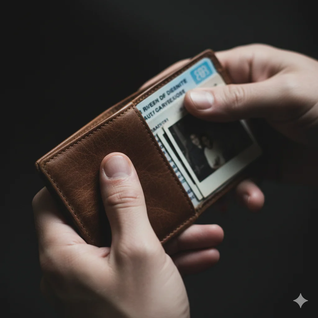 A woman's leather wallet found in a car