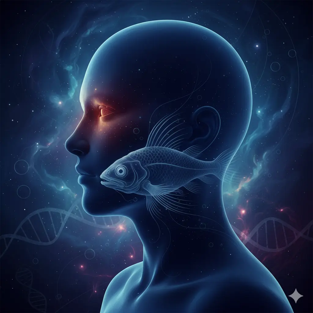 Artistic representation of human evolution from aquatic life