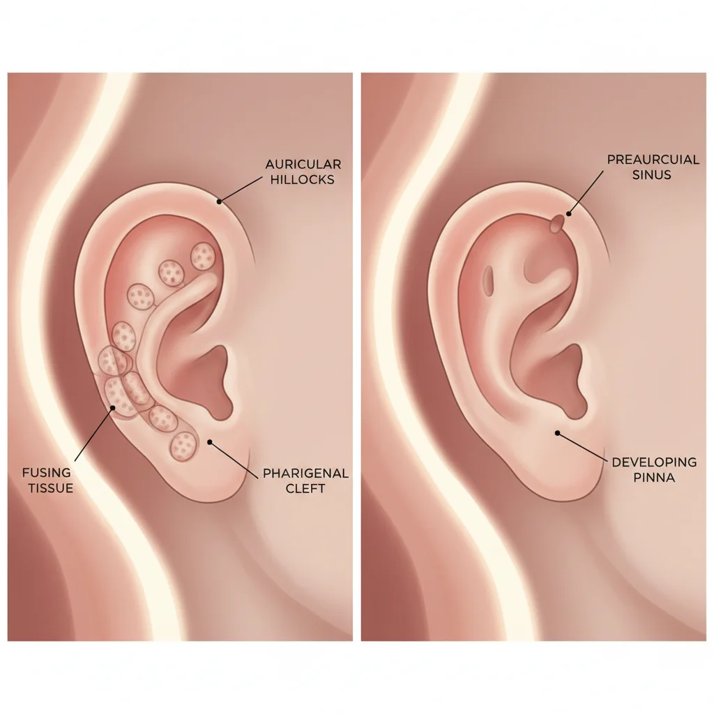 Illustration of fetal ear development stages