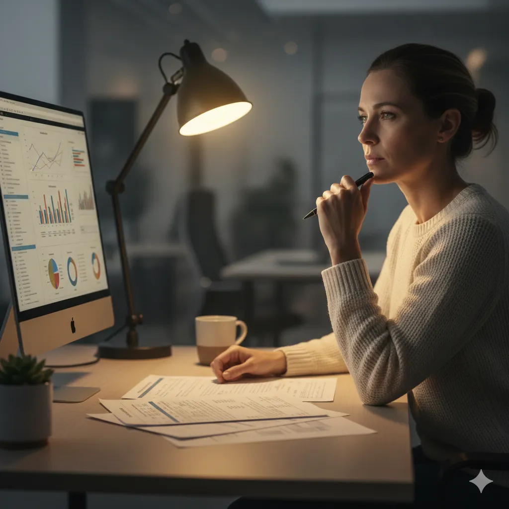 Focused professional showing mild impatience during slow discussion