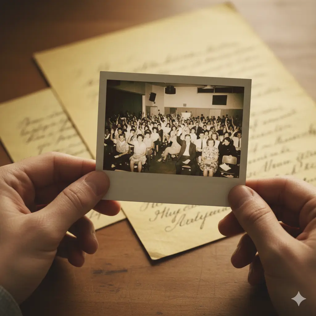 Hands holding an old photograph and a handwritten letter