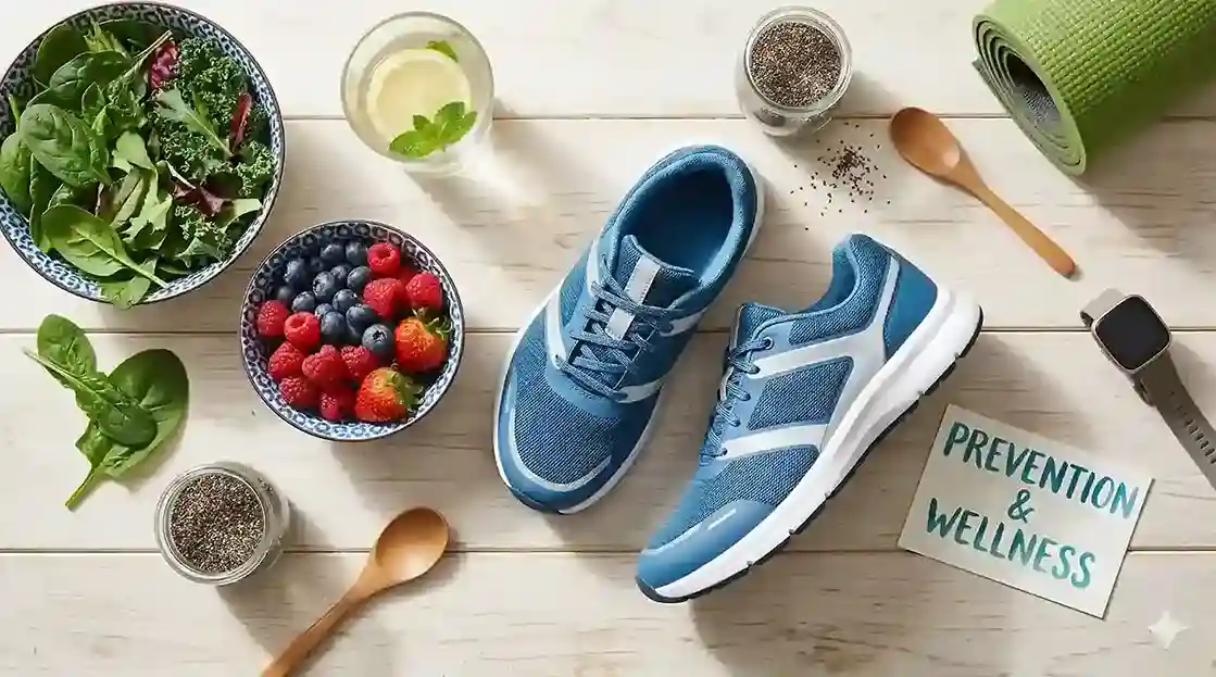 Healthy foods and exercise gear