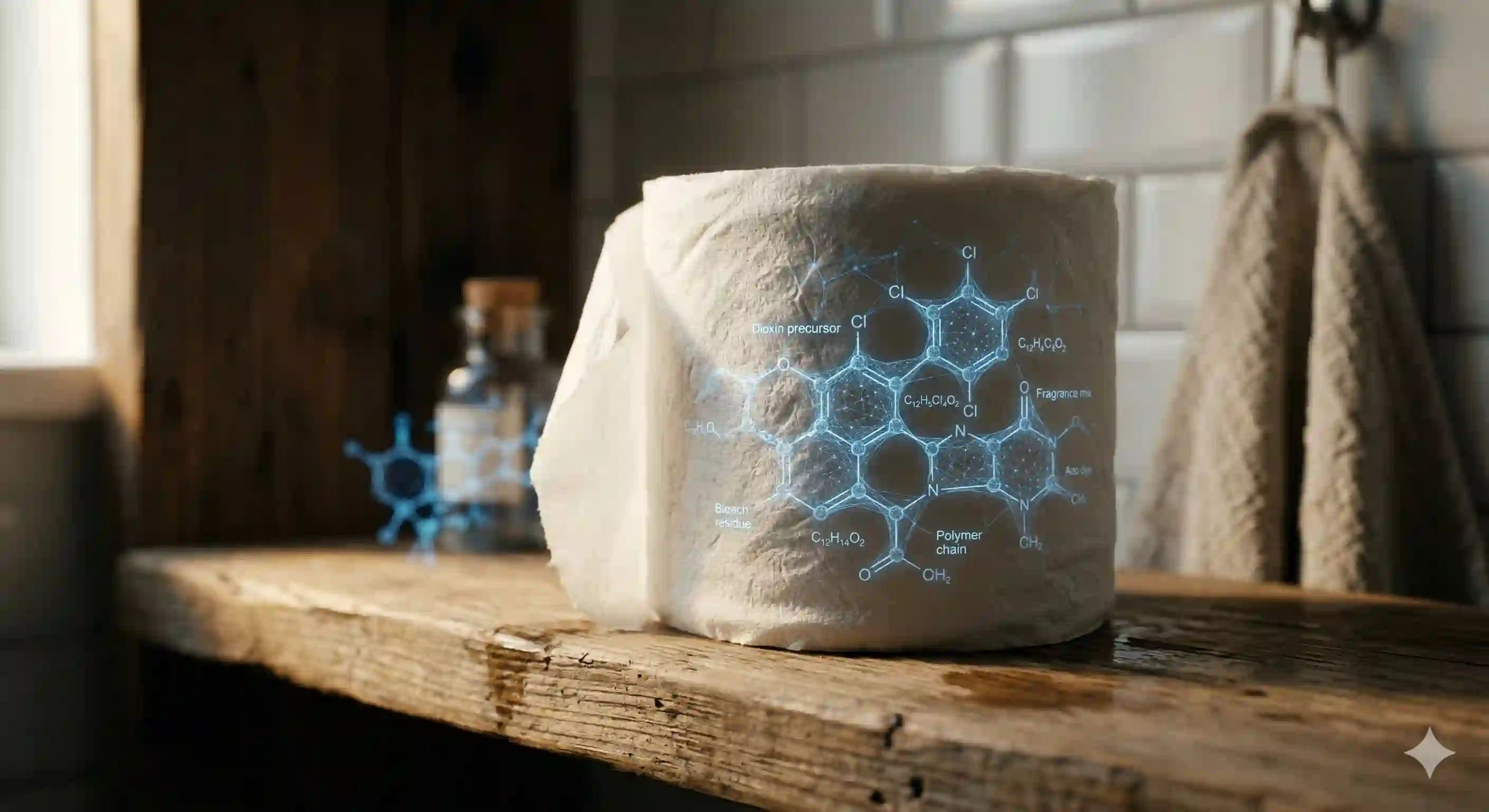 Toilet paper roll with scientific overlay