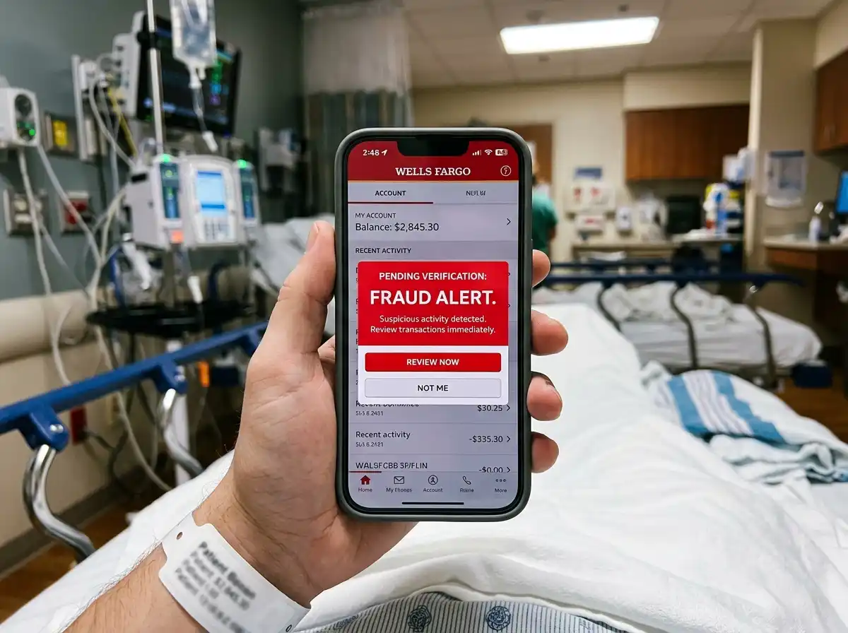 Smartphone screen showing a pending fraud verification