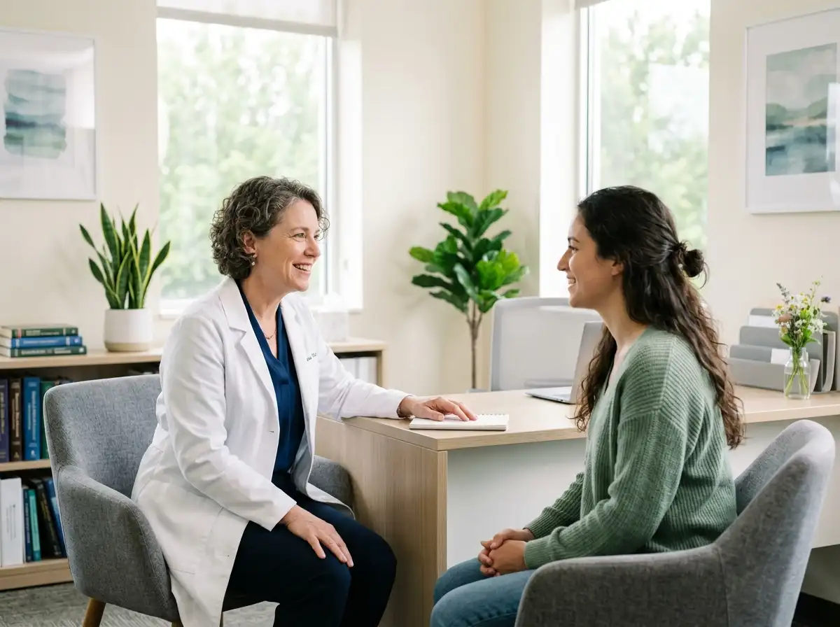 A doctor and patient having a reassuring conversation