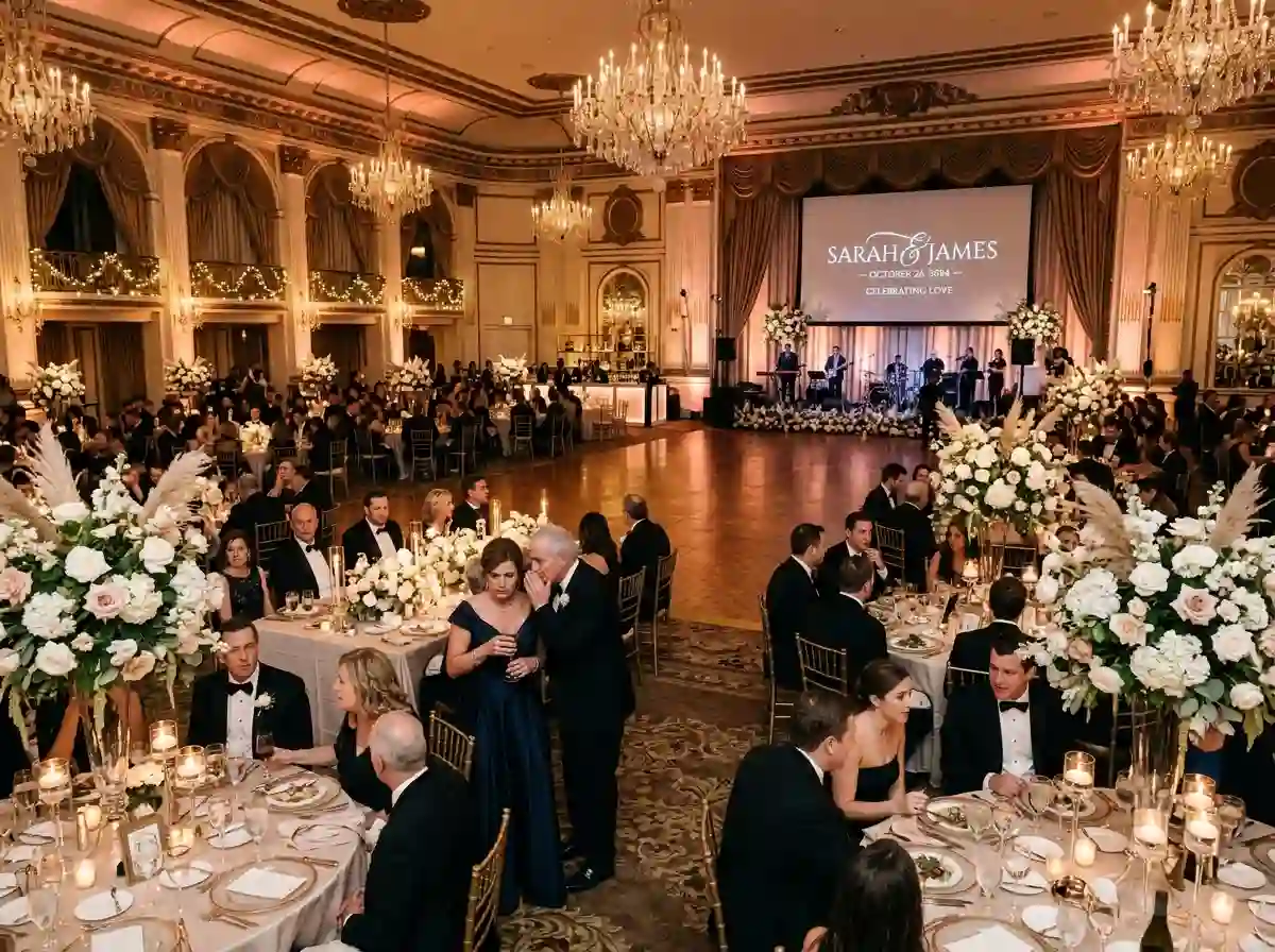 An elegant and expensive looking wedding reception room