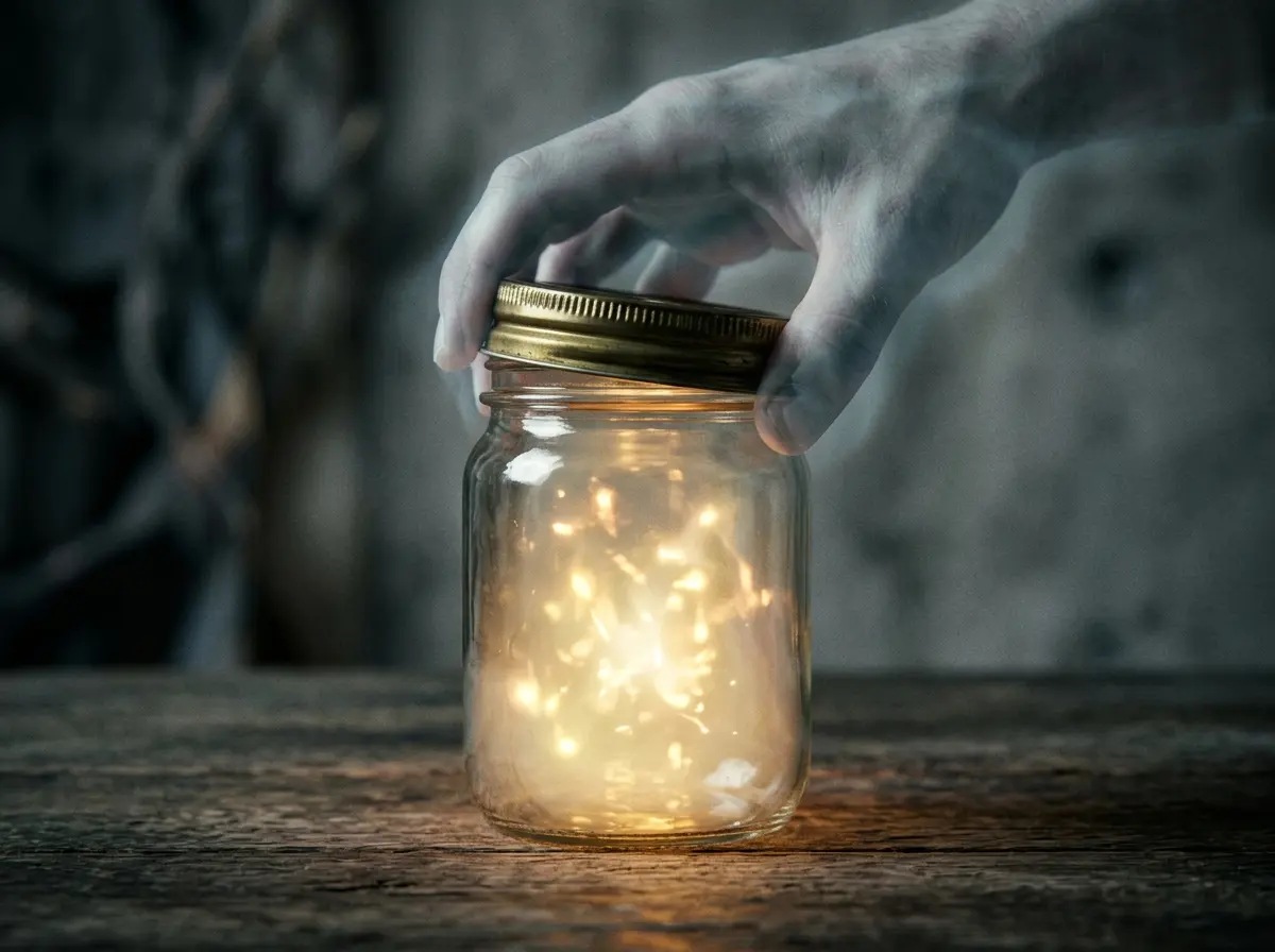 Symbolic image of a light inside a jar being closed by a hand