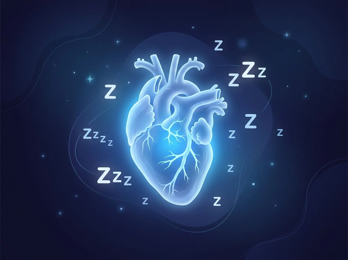Conceptual illustration of a healthy heart supported by sleep