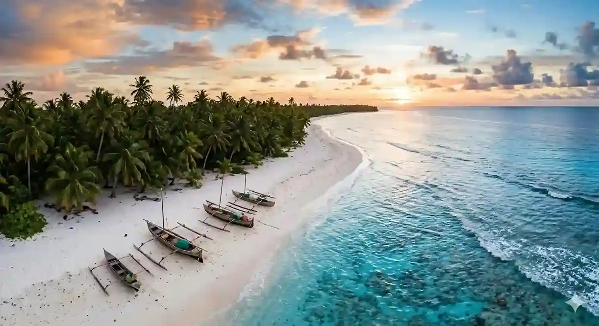 An untouched remote island in the Pacific Ocean