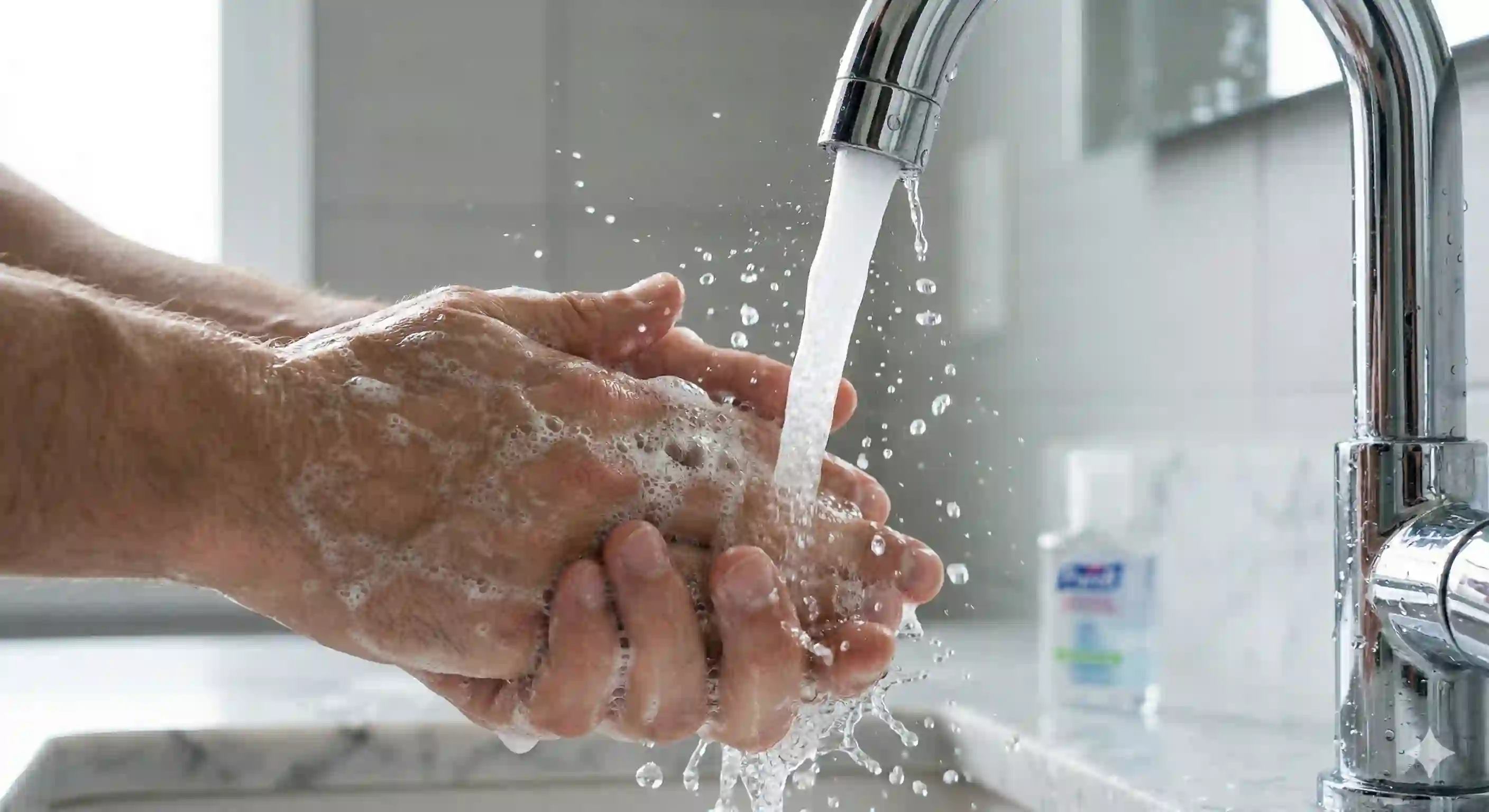 Thoroughly washing hands with soap and water