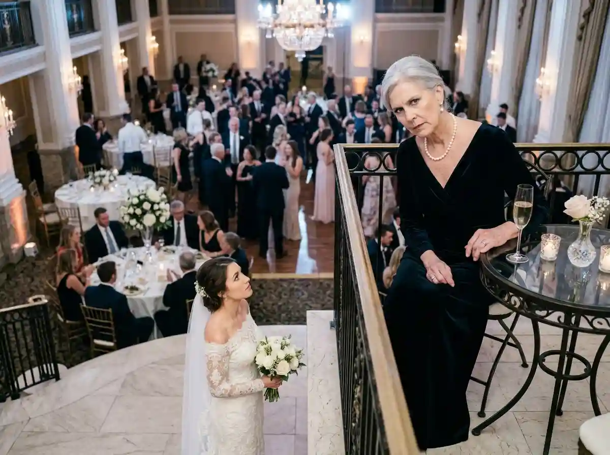 Mother-in-law judging a bride at a wedding