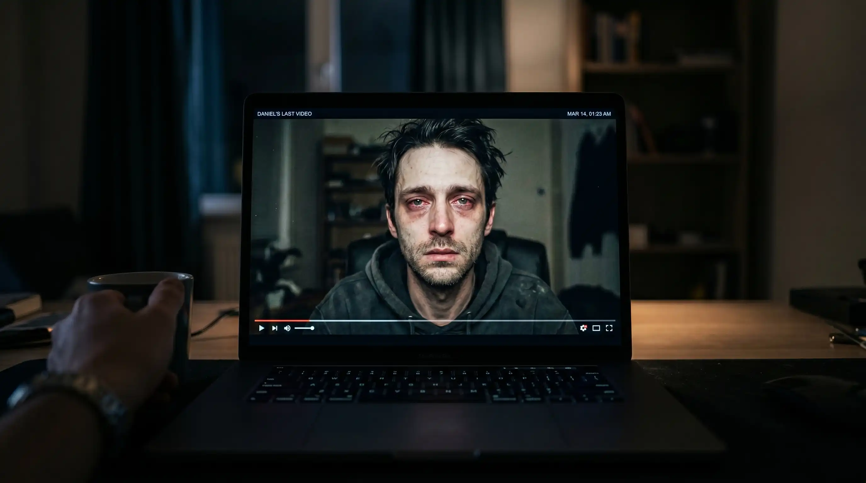 Exhausted older brother confessing on a video recording