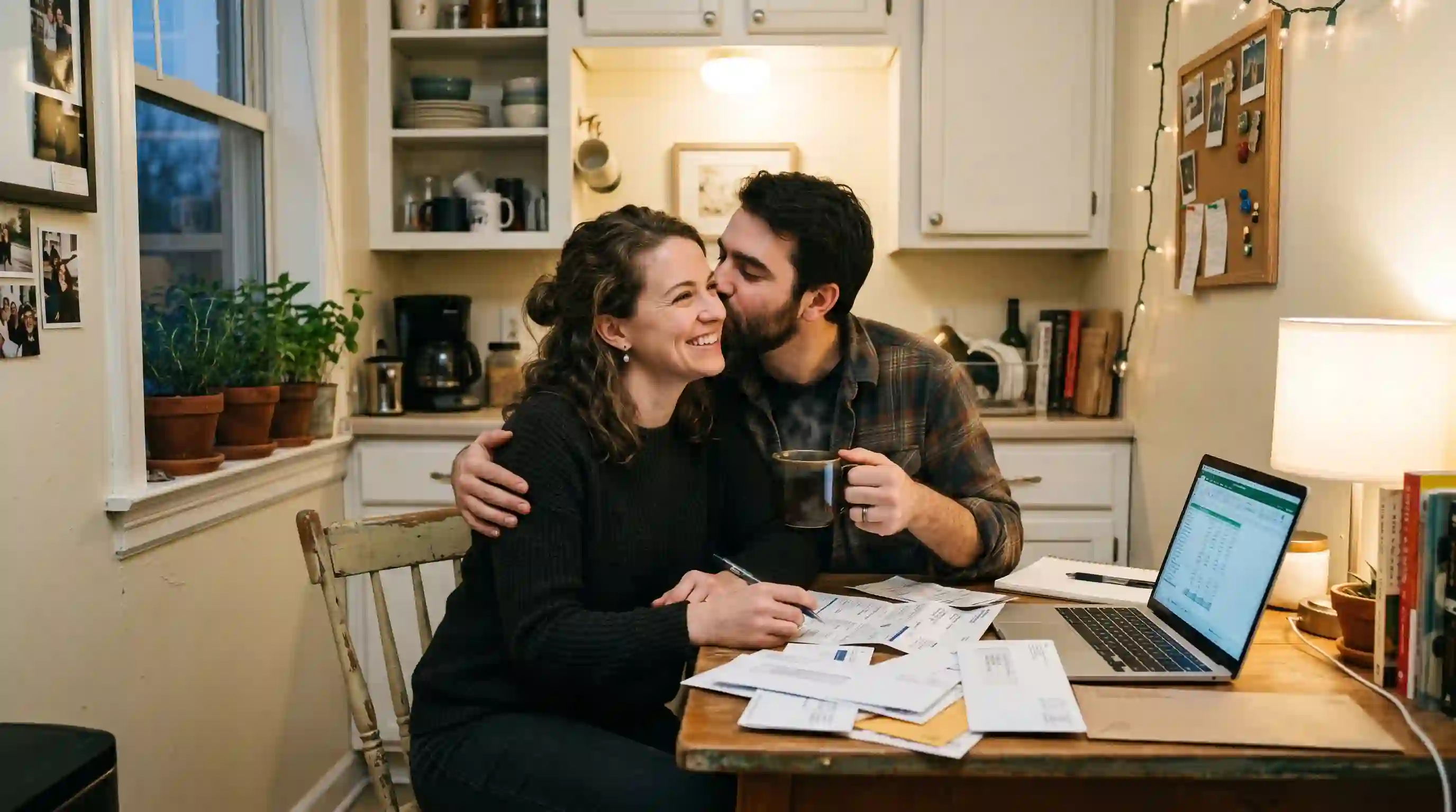 Emily and Daniel working together in their first apartment
