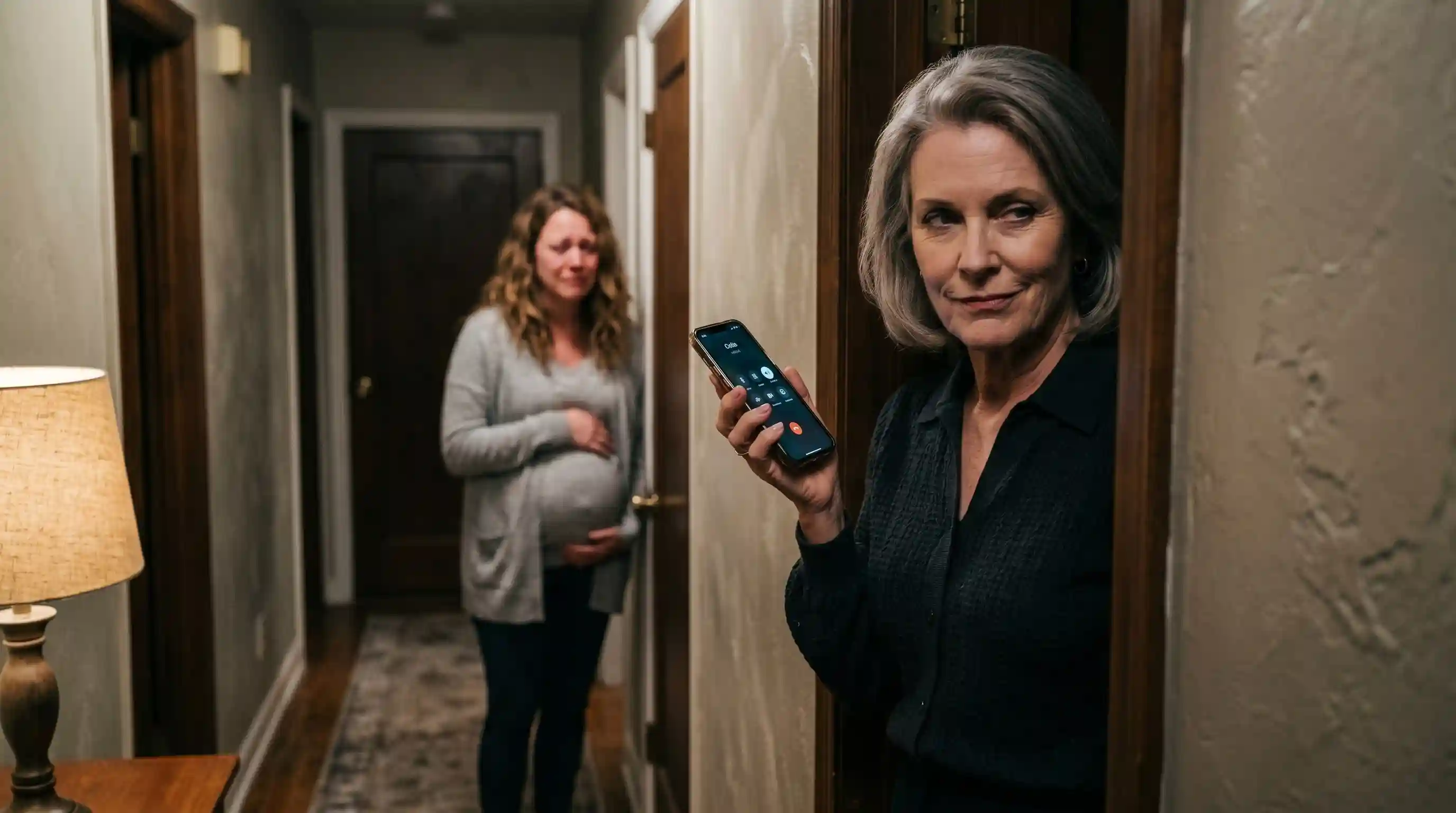 Mother overhearing her cruel mother-in-law gossiping on the phone