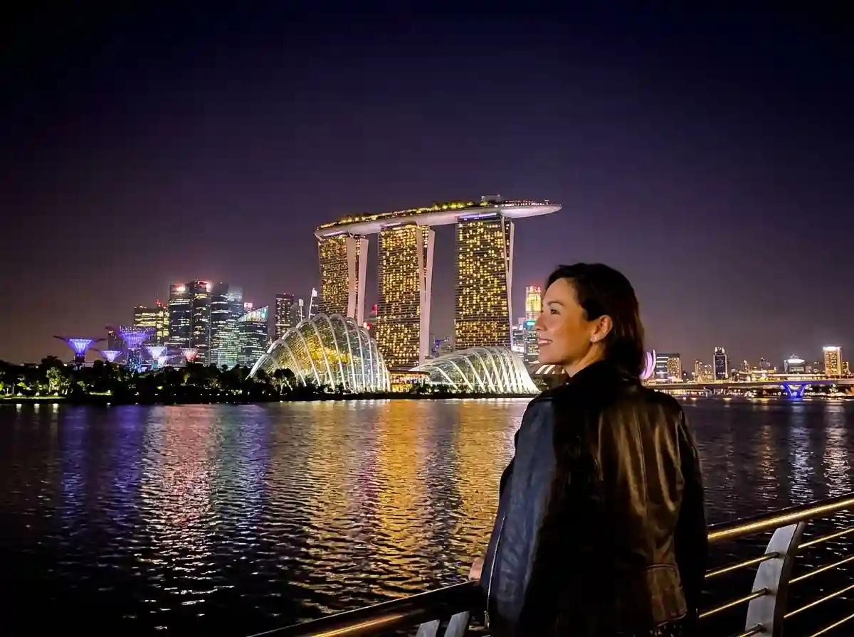 A beautiful view of the Singapore skyline at night