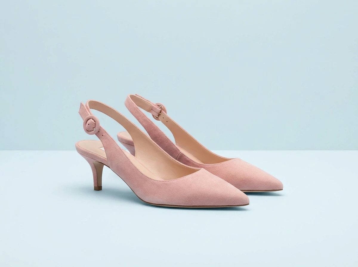 Classic pink slingback kitten heels