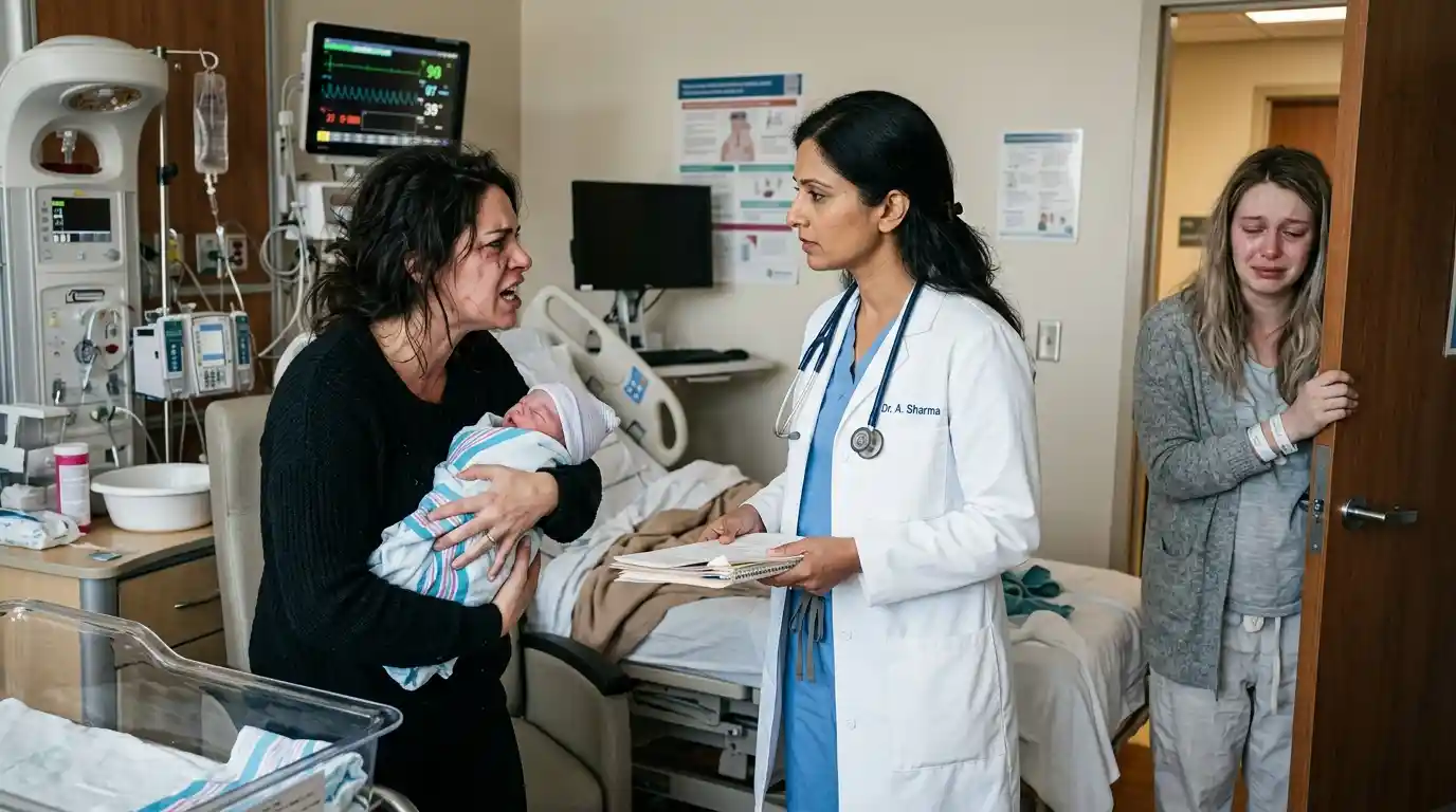 Angry mother confronting the surrogate in a hospital room