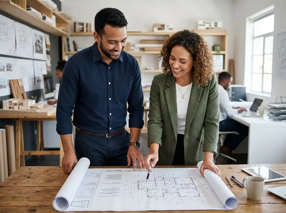 Two friends looking at a document together, nodding in agreement