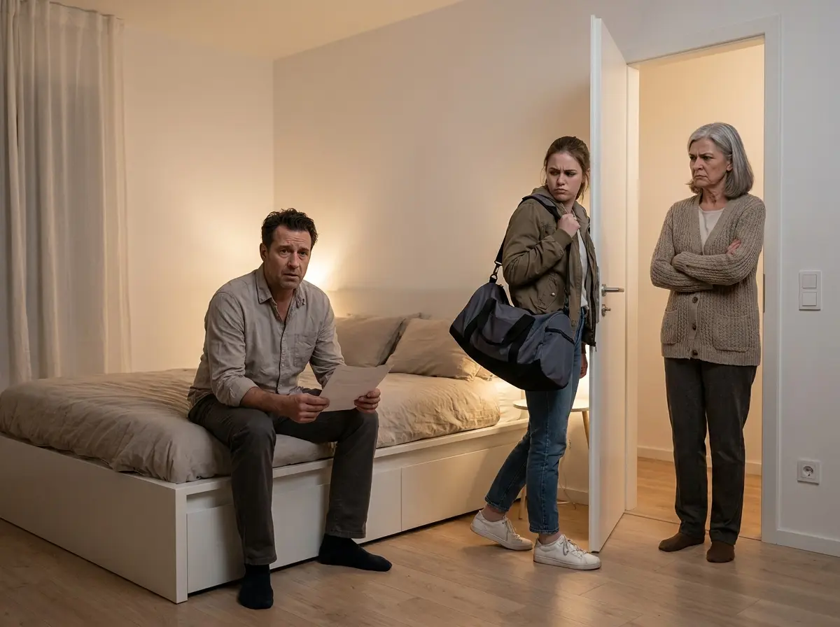 A tense confrontation in a bedroom as a man reads a shocking medical report