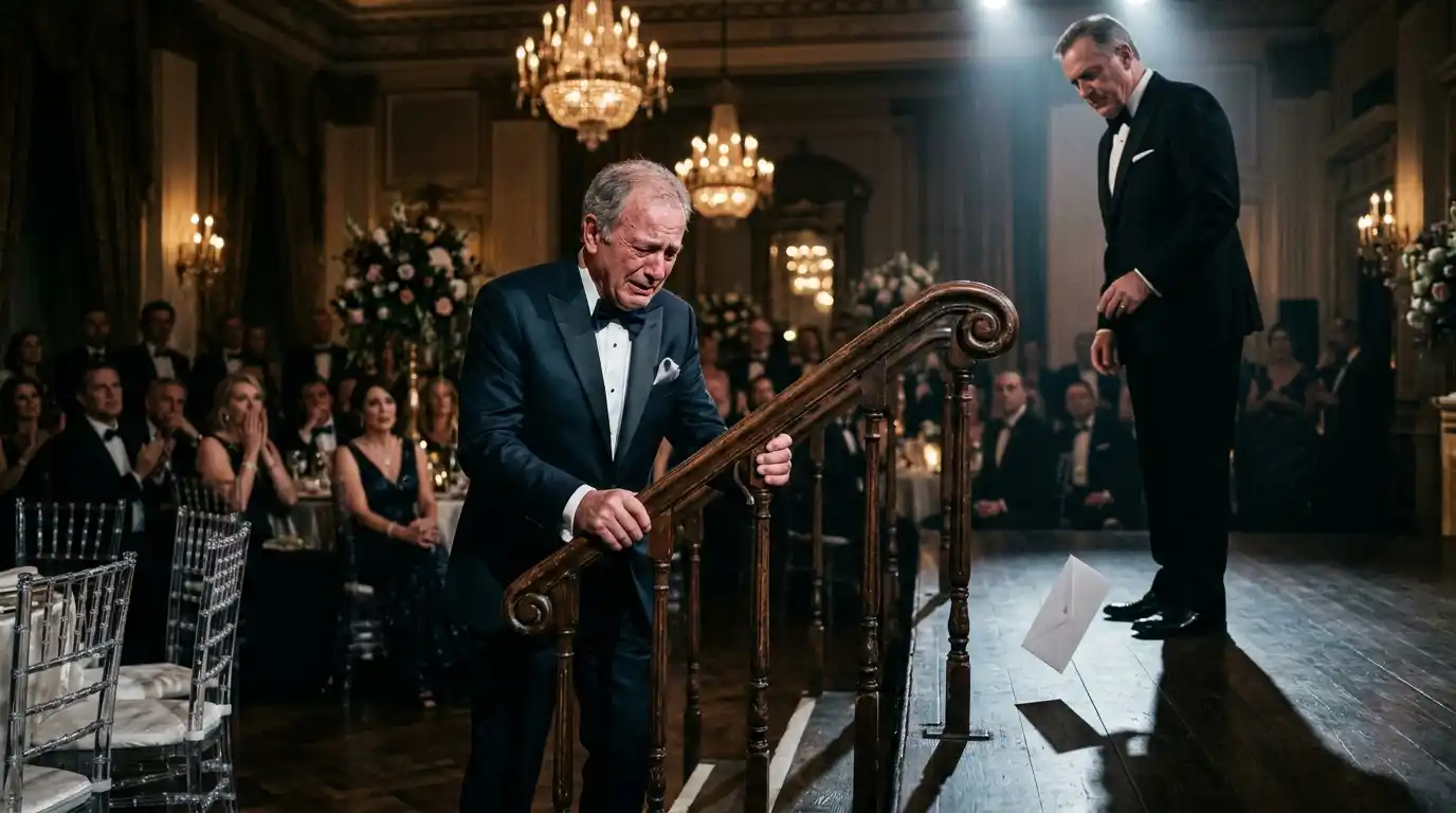 Richard looking devastated as the older man drops an envelope at his feet