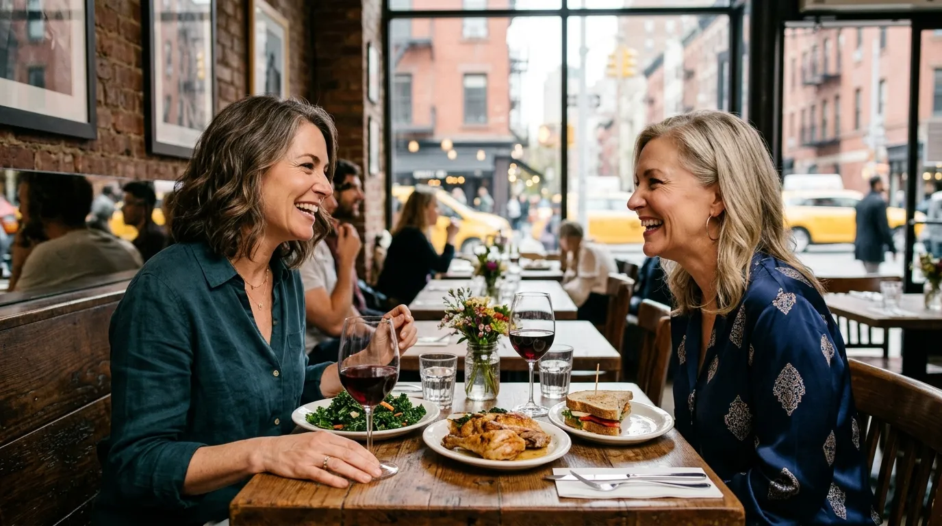 Two women having lunch at a cafe