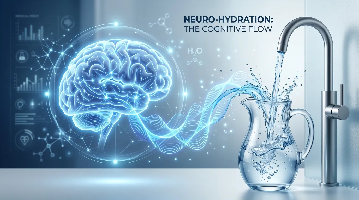Artistic illustration representing the brain linking the sound of running water to bladder triggers