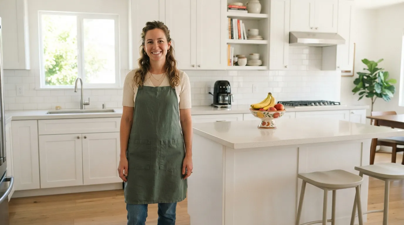 Clean and organized kitchen countertop with only a coffee maker and fruit bowl