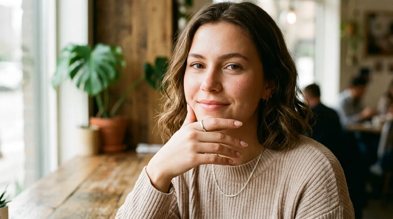 A confident woman wearing an elegant silver thumb ring