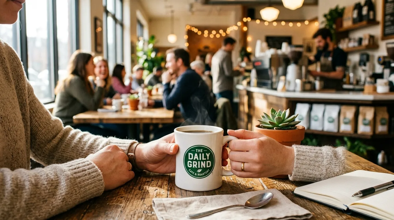 Hands holding a Starbucks cup with the siren logo