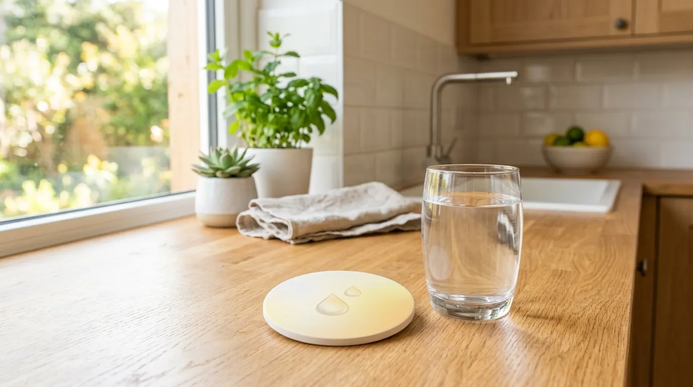 A clean glass of water representing healthy hydration levels and pale yellow urine standard