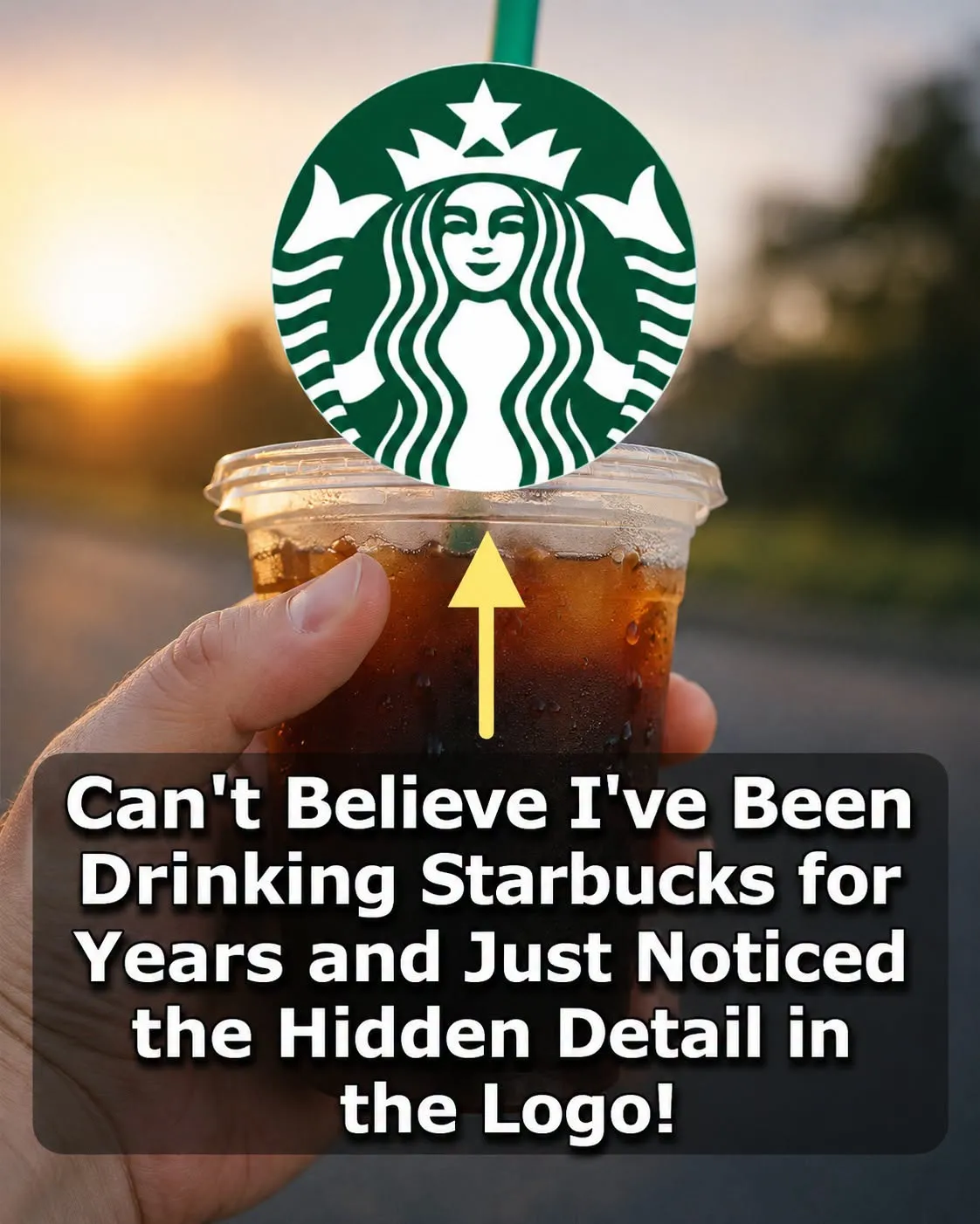 Close up showing the asymmetry of the Starbucks siren logo