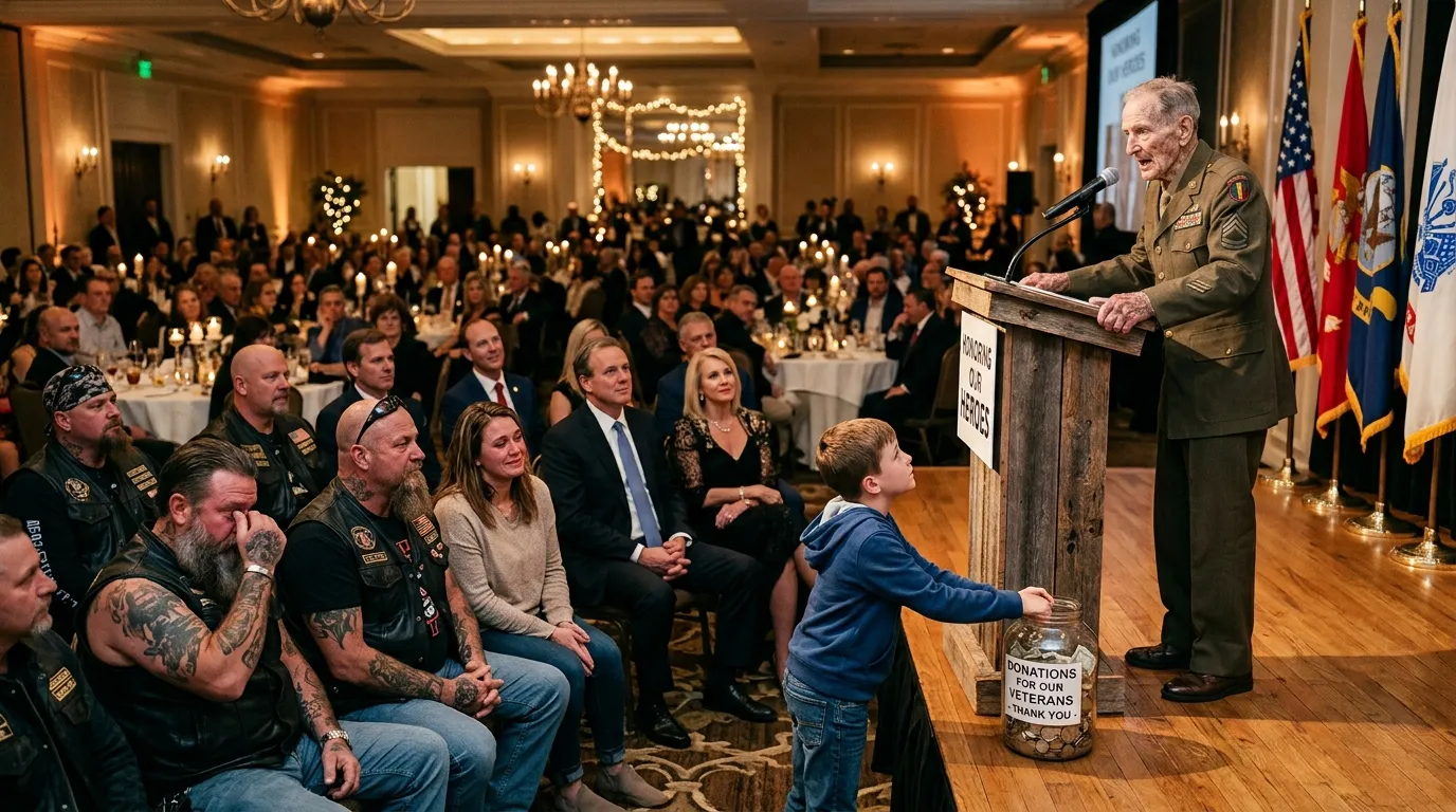 Community members donating money at a fancy fundraiser