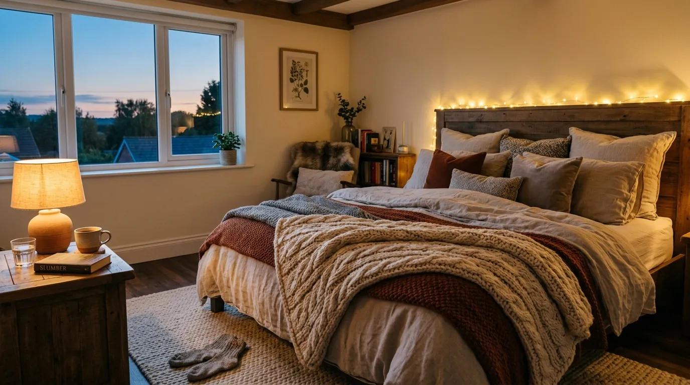 A warm, cozy, and inviting bedroom setup