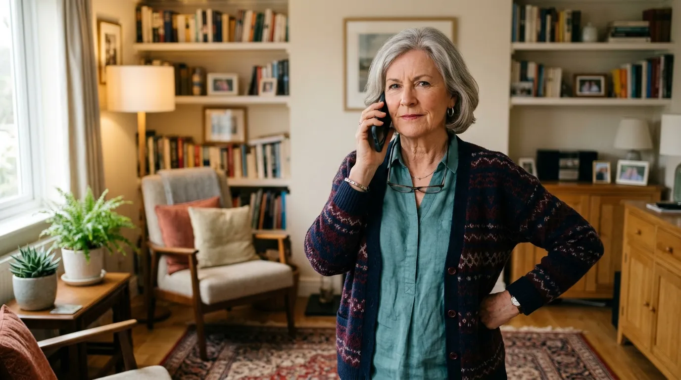 An older woman confidently making a phone call