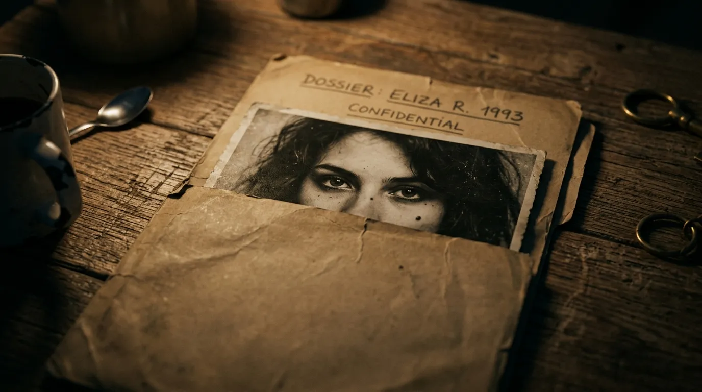Manila folder with a photograph partially visible
